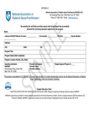 Fillable Online Napnap Continuing Education Certificate 2023 - Ce ...