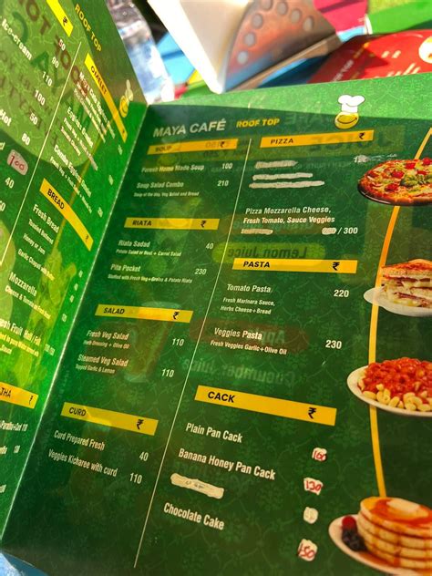 Menu at Rooftop Maya Cafe, Varanasi