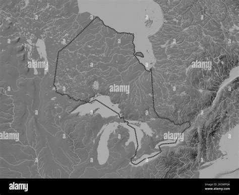 Ontario, province of Canada. Bilevel elevation map with lakes and rivers Stock Photo - Alamy