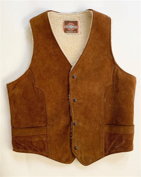 Western Suede Leather Vest Cognac Brown Leather Sherpa Lining Vintage ...