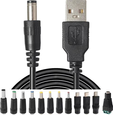 Amazon.com : USB to DC 5.5 x 2.1mm Power Cord 1M/3FT, 5V USB 2.0 A Male ...