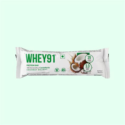 Buy 20g Whey Coconut Protein Bar Online – Pack of 6 Bars | WHEY91 ...