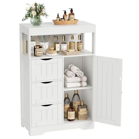 ZENY Bathroom Floor Cabinet, Freestanding Storage Cabinet with 4 ...