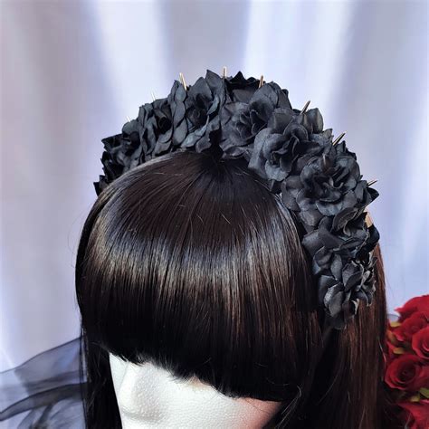 Bella Thorn Spiked Headband with Black Flowers | Little Moon Tree