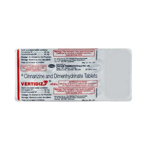 Vertidiz Strip Of 10 Tablets: Uses, Side Effects, Price & Dosage ...