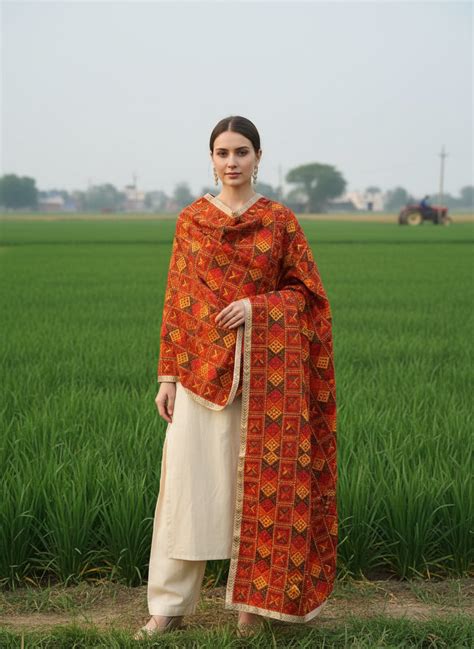 Buy Online Phulkari Veer Zara Multi color Goldy Jaal Dupatta – Rana ...