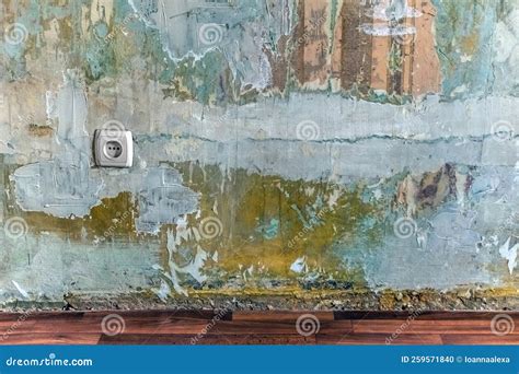 Old Dilapidated Wall with Layers of Paint, Plaster, Pieces of Torn ...