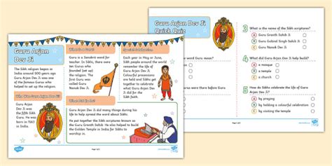 KS1 Guru Arjan Dev Ji Fact File