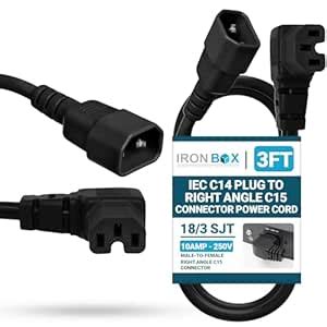 Buy Iron Box C14 to Angled C13 Power Cords - 3 Foot, Right Angle, Black ...