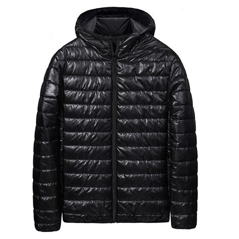 lkfuzj Men's Down Puffer Jacket with Hood Packable Lightweight Puffy ...
