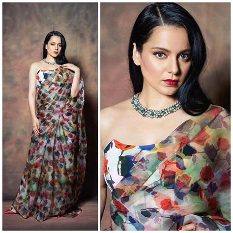 KANGANA RANAVAT STYLE BOLLYWOOD SAREE FOR WOMEN – www.soosi.co.in