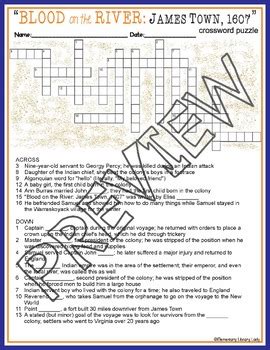 Blood on the River James Town 1607 Activities Carbone Crossword and ...
