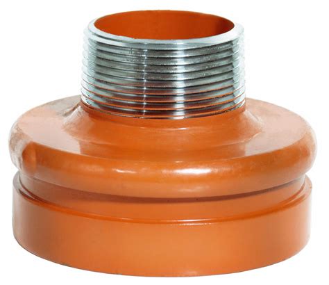 GRUVLOK, Ductile Iron, 2 1/2 in x 1 1/2 in Fitting Pipe Size, Threaded ...