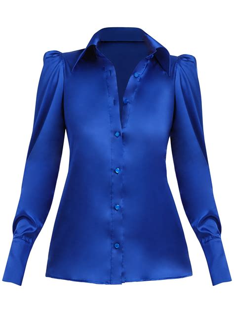 Royal Azure Fitted Satin Shirt - Blue | Satin shirt, Clothes, Clothes ...