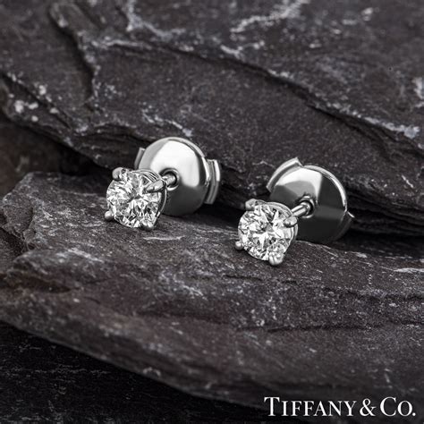 Tiffany & Co. Platinum Solitaire Diamond Earrings 0.82ct TDW XXX | Rich ...