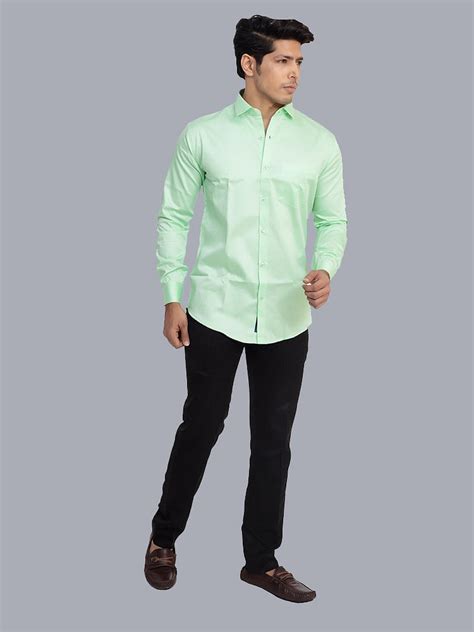 Plain Shirts for Men - Mint Green Solid Giza Formal Men Shirt – Indian ...
