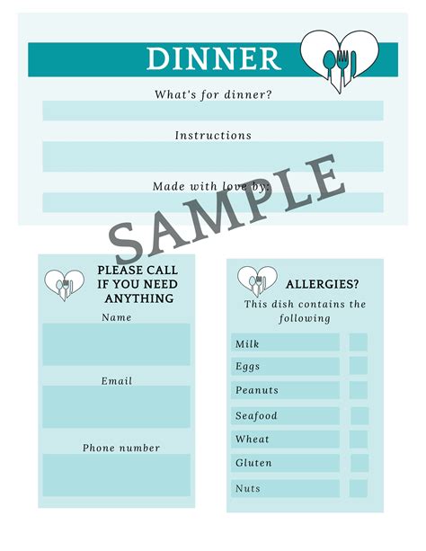 Meal Train Template - Printable And Enjoyable Learning