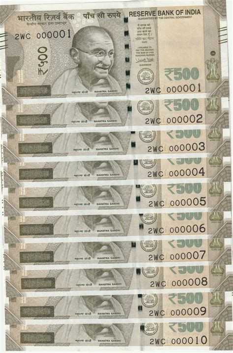 Indian 500 Rupees Continuous Serial Numbers Banknote. – Banknotecoinstamp