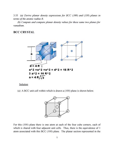 Class Solution 3 - Topic practice - 3 (a) Derive planar density ...