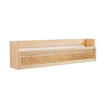 Anko Rattan Wall Shelf | Wooden Book Shelf Wall Décor |Floating Shelves ...