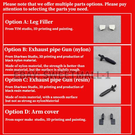 Arm Cover Leg Filler Exhaust Pipe Gun Upgrade Kit | Ubuy India