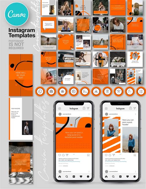 Orange CANVA Instagram Template N68 | Social media branding design ...