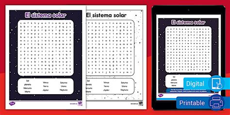 Sopa de letras para segundo grado: El sistema solar - Twinkl