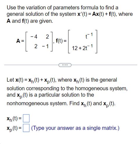 Image result for Variation of Parameters with Matrices Formula