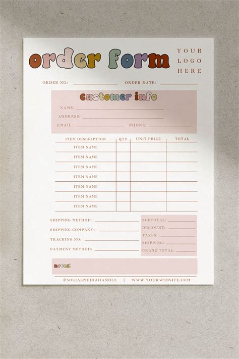 Image result for Order Form Layout