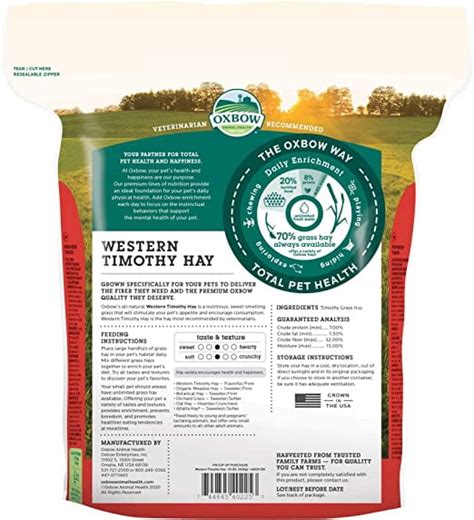 Buy Oxbow Animal Health Western Timothy Hay - All Natural Hay for ...