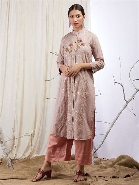Buy Green Gota Embroidered Cotton Kurta online at Theloom