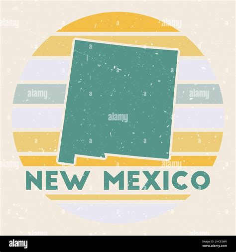 New Mexico logo. Sign with the map of US state and colored stripes ...