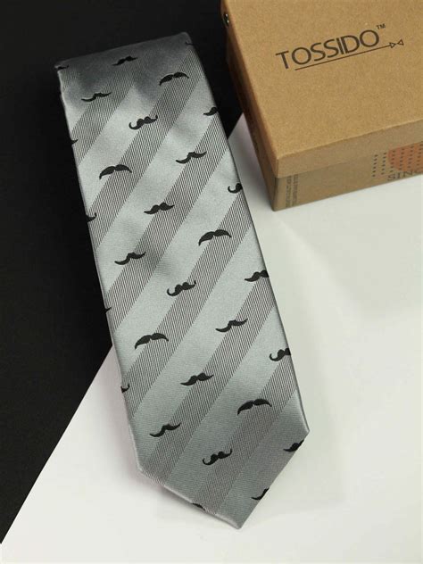 Grey Moustache Necktie