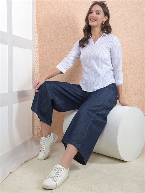 White Vertical Striped Linen Top – Crimsoune Club