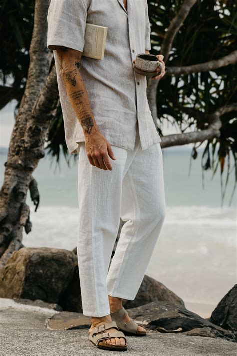 Miller - Textured Linen Pants - White - S | Mens linen outfits, Pants ...