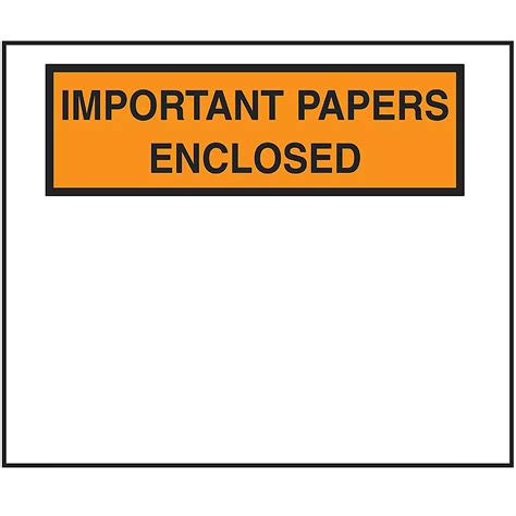 Packing List Envelopes - "Important Papers Enclosed", Orange, 10 x 12 ...
