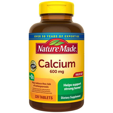 Buy Nature Made Calcium 600 mg with D3, Dietary Supplement for Support ...