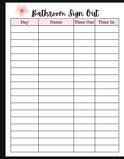Bathroom Sign-out Sheets 13 Styles Printable PDF Classroom Management ...