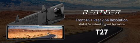 REDTIGER 4K Front and 2.5K Rear View Mirror Dash Camera for Cars,11 ...