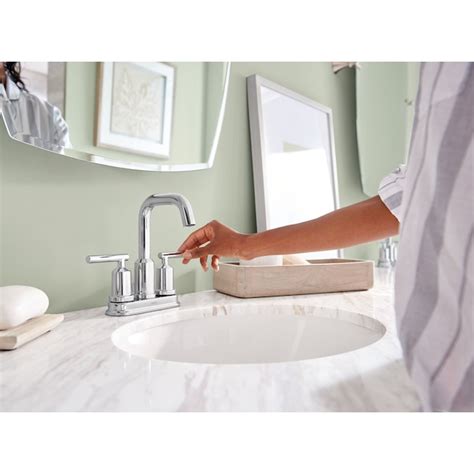 Moen Gibson Chrome 4-in centerset 2-Handle WaterSense Bathroom Sink ...