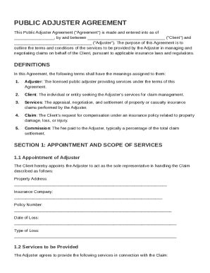 Public Adjuster Contract Template - Fill and Sign Printable Template Online