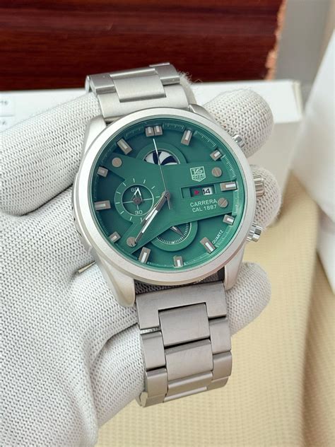 Tag Heuer Grand Carrera 1887 Green Dial Metal Belt Watch For Men's ...