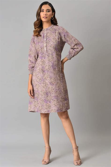 Buy Lilac Floral Printed Western Dress @ 3599 | W for woman – wforwoman