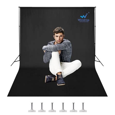 Windrop Solutions® 8x12 Ft. Black Screen Backdrop Background Curtain ...