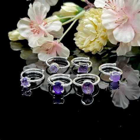 Amethyst Adjustable Ring in Silver