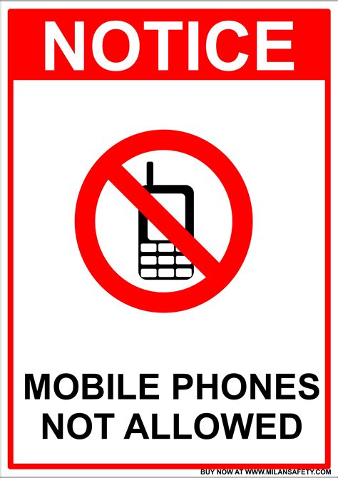 Phones not allowed signage – Milansafety