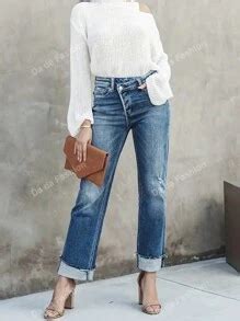 High Waist Raw Cut Straight Leg Jeans | SHEIN