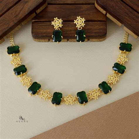 Nayara Elite Glossy Neckpiece With Earring – Adore By Priyanka