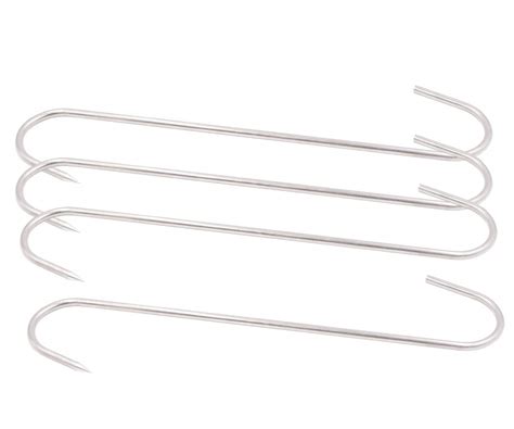 HONSHEN Meat Hooks 10 inch 4.5mm S-Hook Stainless Steel Meat Processing ...