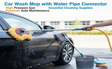 OMTHIA Car Wash Mop with Water Pipe Connector - Efficient Car Washing ...